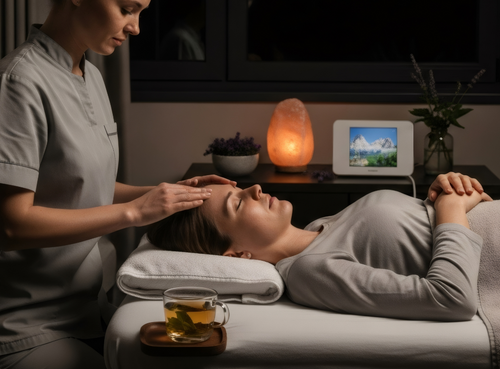 Licensed esthetician performing a relaxing basic facial treatment at Boca Skin & Lash skincare studio in Boca Raton Florida